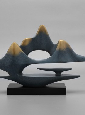 新中式禅意家居假山摆件客厅玄关电视柜装饰品办公室桌面风水摆设