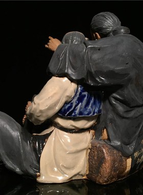 石湾公仔陶瓷摆件创意工艺精品餐厅复古摆设人物送老人家礼品公婆