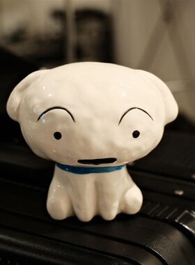复古怀旧中古小白狗狗存钱罐新酱摆件装饰玩具桌面公仔情侣礼物
