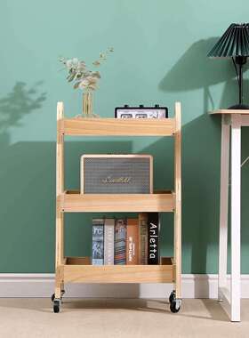木制滚动车带轮子的木制实用推车收纳手推车办公室收纳架小推车