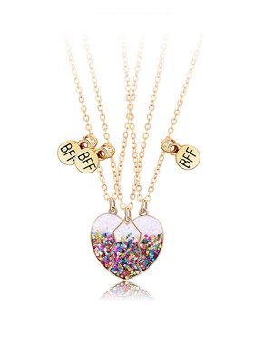 儿童闺蜜项链颈链好朋友女孩爱心三人款女生吊坠女童送礼物友谊桃