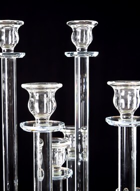 欧式水晶烛台10头婚礼婚庆布置装饰餐桌摆件引路玻璃烛台