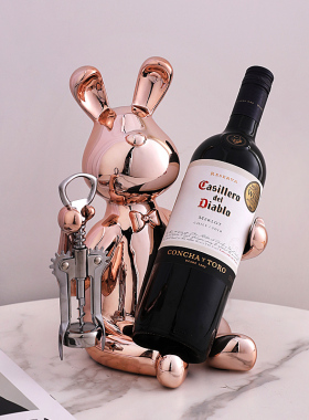 兔子红酒架装饰品客厅乔迁礼物轻奢客厅餐K桌面餐边柜酒托酒柜摆