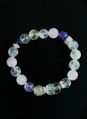 小耳出品水晶+绿水晶貔貅手串女款好运紫手链设计轻奢小众串珠