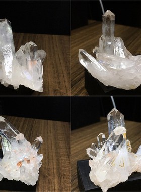 天然白水晶簇原矿原石标本白色水晶柱家居客厅办公桌面装饰品摆件