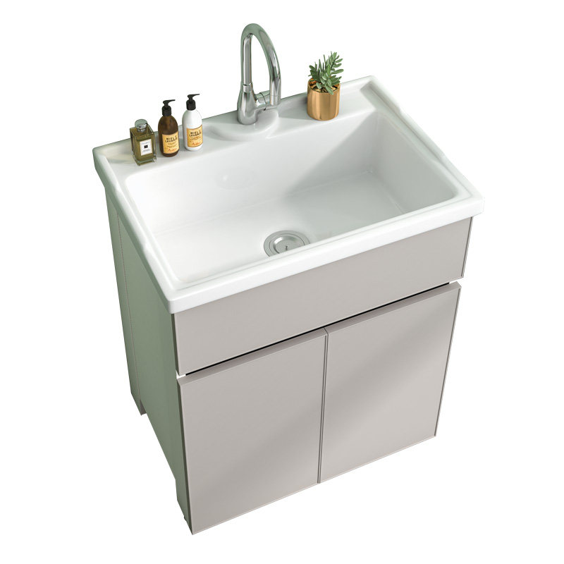 洗衣柜脸盆一体组合带搓板洗衣槽阳台柜陶瓷盆太空铝卫生间洗手盆,淘宝优惠券,粉丝福利购,淘宝优惠卷