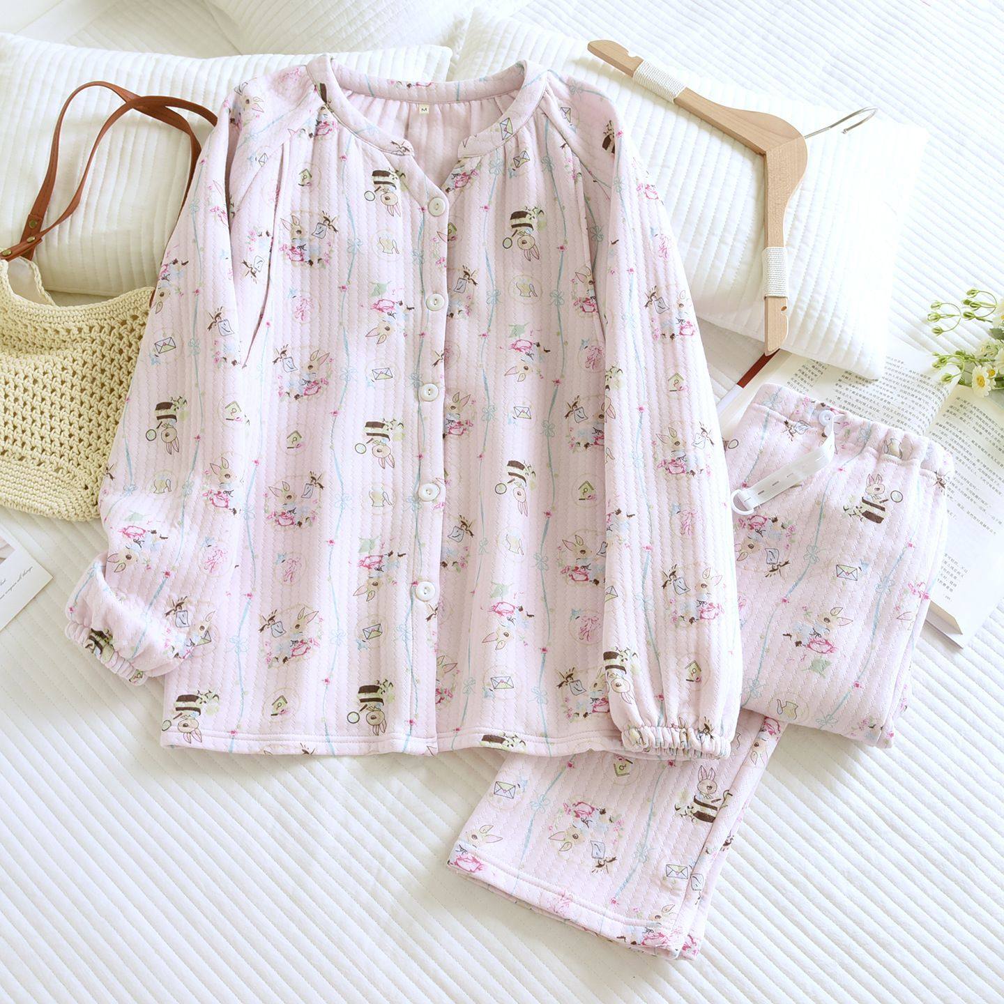 新款空气层月子服秋冬产后夹棉保暖精梳棉哺乳孕妇睡衣怀孕喂奶,淘宝优惠券,粉丝福利购,淘宝优惠卷