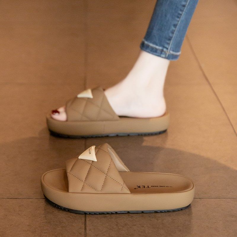 凉拖鞋女夏外穿2025新款厚底休闲沙滩凉鞋网红女士时尚孕妇一字拖,淘宝优惠券,粉丝福利购,淘宝优惠卷