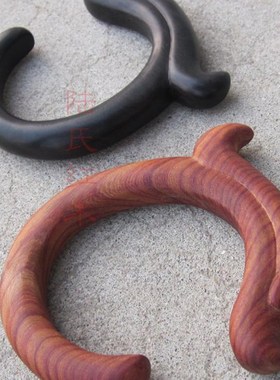 古典红山龙开口手镯黑檀木红檀木远古木镯无漆心材生肖龙手镯子