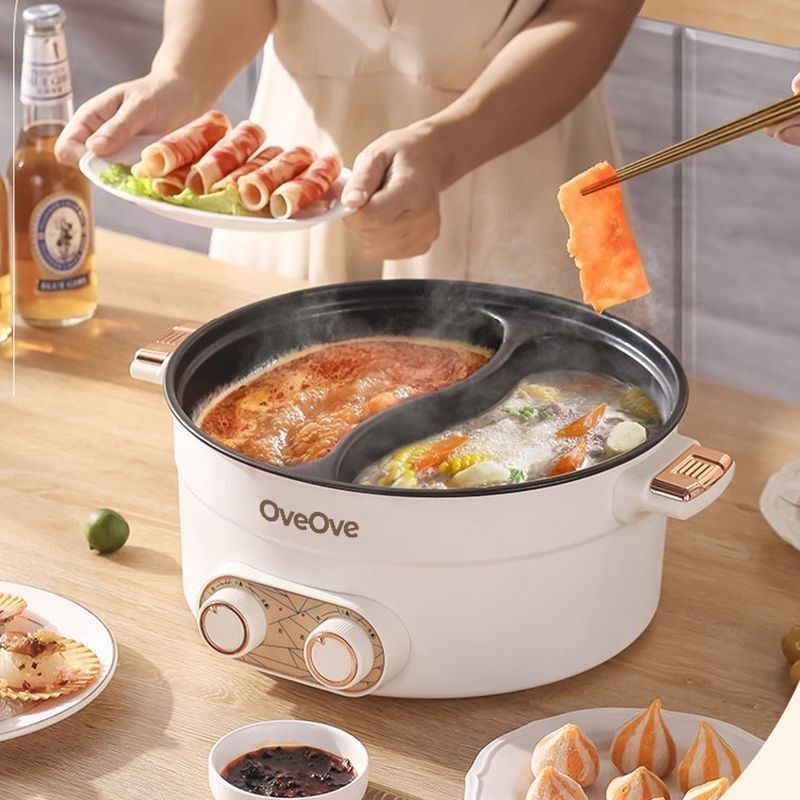 德国双控鸳鸯锅电热火锅家用电饭煲多功能电炒锅一体电煮锅煮粥锅,淘宝优惠券,粉丝福利购,淘宝优惠卷