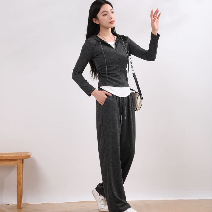 糯米休闲套装春夏季薄款显瘦两件套