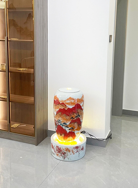 创意招财流水客厅办公室装饰品摆件桌面循环水新中式送礼开业礼物