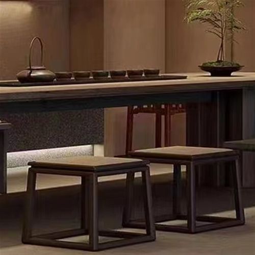 现代茶桌椅组合简约禅意黑胡桃木功夫茶台实木大板桌办公室泡茶桌 - 图3