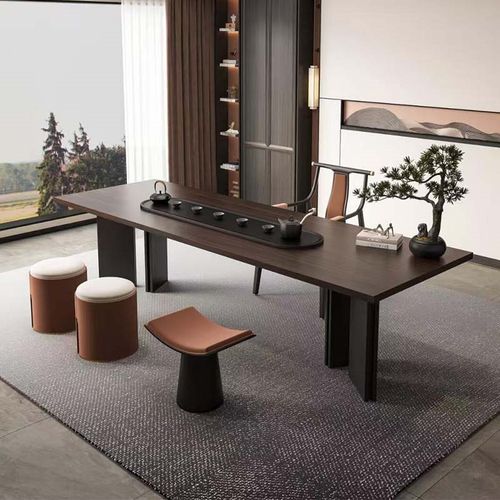 新中式实木茶桌椅组合现代茶空间简约功夫茶台禅意客厅茶室泡茶桌 - 图0