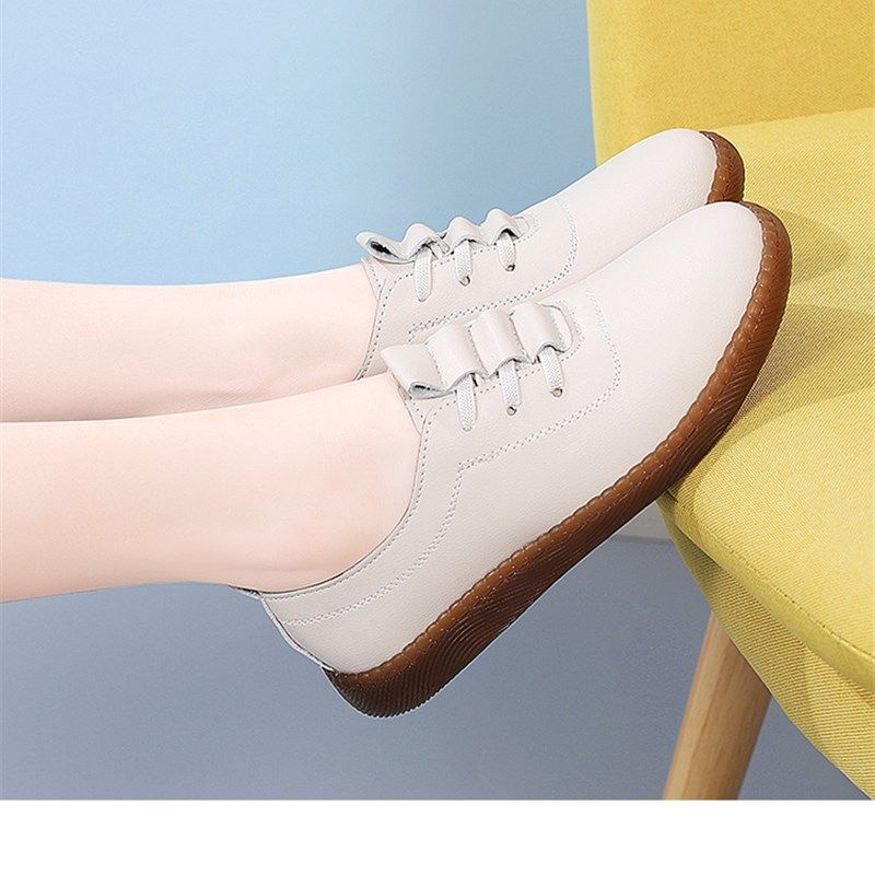真皮小皮鞋女软底平底小白鞋女皮面防滑休闲鞋百搭透气牛筋底女鞋,淘宝优惠券,粉丝福利购,淘宝优惠卷