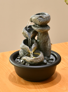 现代简约桌面招财循环流水摆件客厅玄关喷泉电视柜茶室开业送礼品