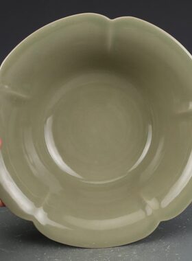 越窑秘色瓷器瓷口货古董古玩收藏品老物件五代花老碗