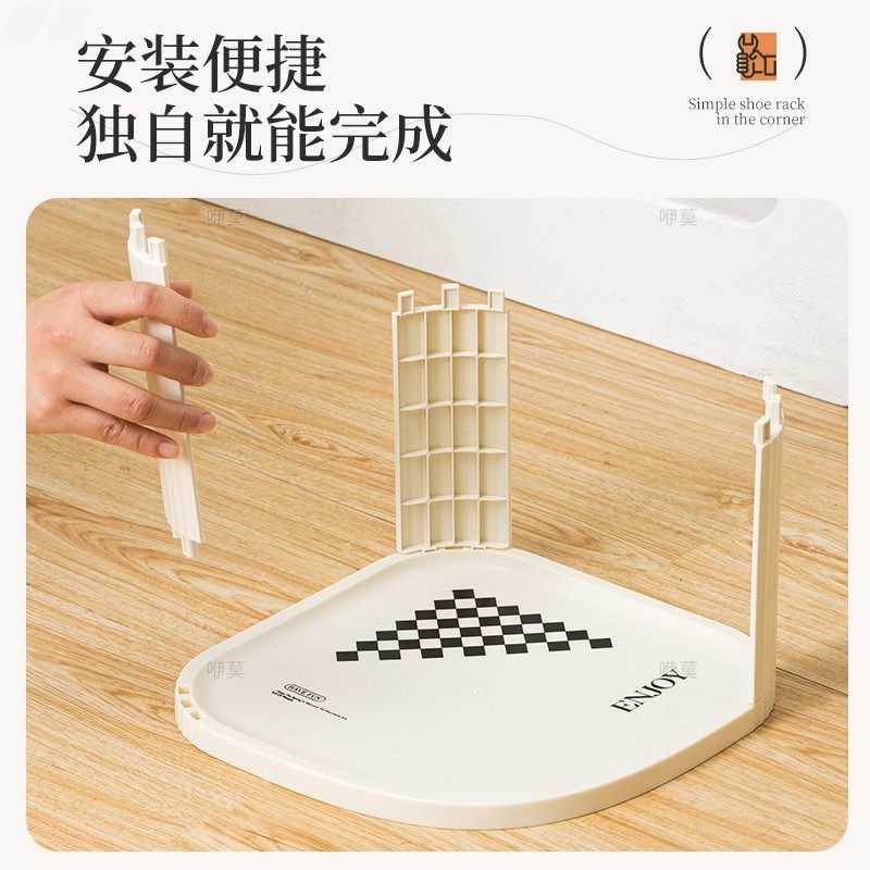 三角形鞋柜入户进门扇形转角式鞋架楼梯走道墙拐角窄款鞋子收纳架,淘宝优惠券,粉丝福利购,淘宝优惠卷