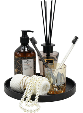 化妆室摆件酒店洗手台装饰托盘香薰样板房洗漱台样板间卫浴软饰品