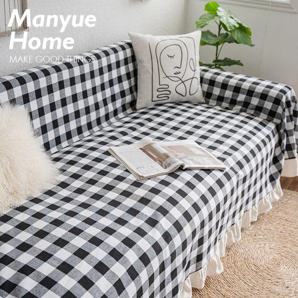 蔓越家  北欧棋盘格水洗全棉沙发巾客厅格子沙发盖布全包盖巾罩子,淘宝优惠券,粉丝福利购,淘宝优惠卷
