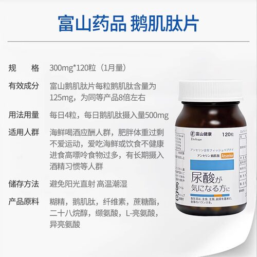 日本富山健康 复合鹅肌肽片 高含量酸友常备酸值成人嘌呤【临期】 - 图2