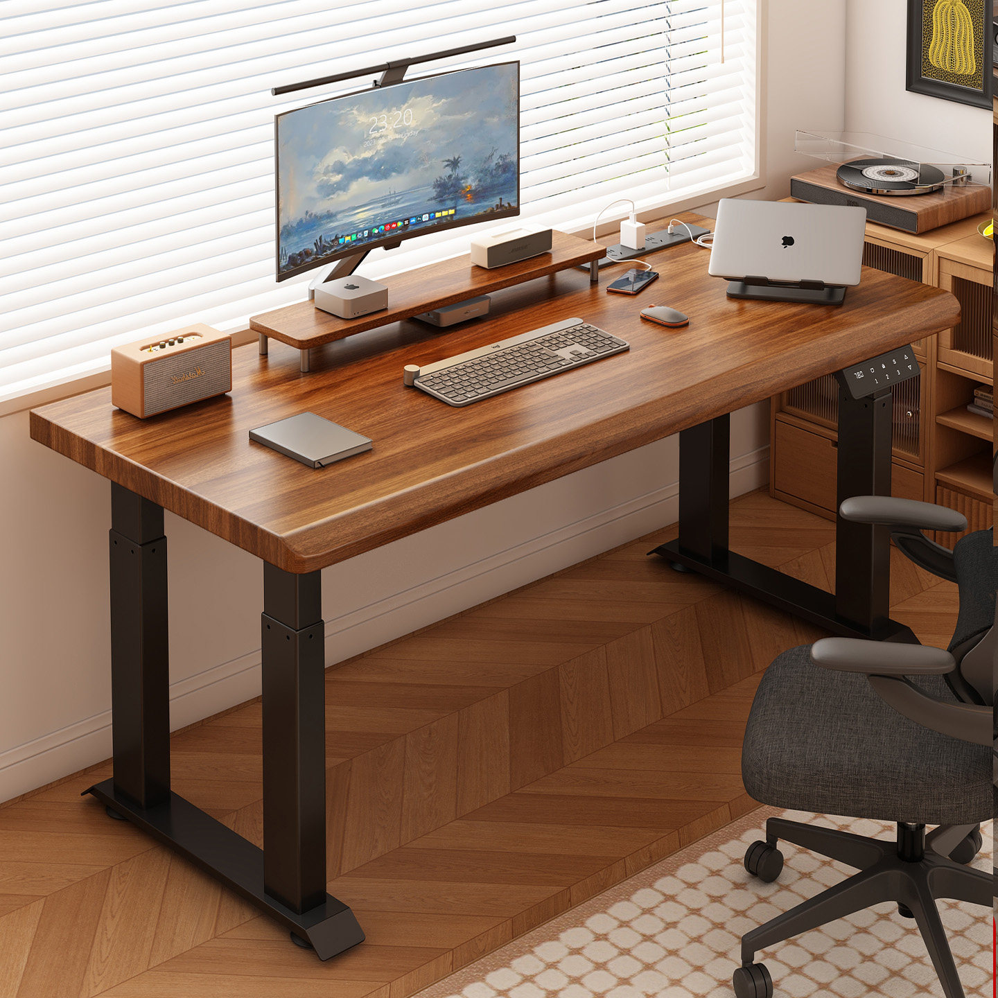 实木电动可升降智能电脑桌电竞桌卧室家用书桌学习办公桌子工作台,淘宝优惠券,粉丝福利购,淘宝优惠卷