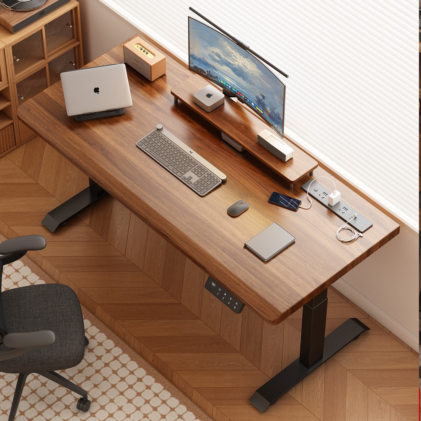 实木电动可升降智能电脑桌电竞桌卧室家用书桌学习办公桌子工作台,淘宝优惠券,粉丝福利购,淘宝优惠卷