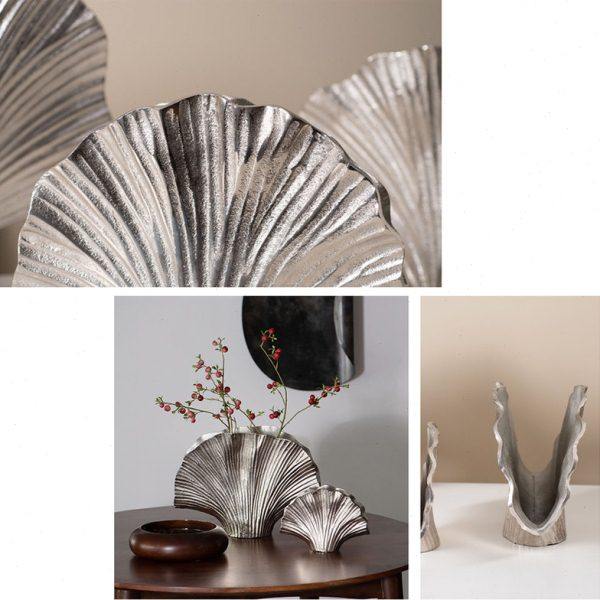 现代轻奢金属铝制银色银杏叶造型花器客厅卧室创意家居装饰品摆件,淘宝优惠券,粉丝福利购,淘宝优惠卷