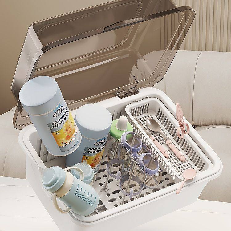 奶瓶收纳盒收纳箱带盖防尘沥水架婴儿用品宝宝餐具新生儿辅食工具,淘宝优惠券,粉丝福利购,淘宝优惠卷