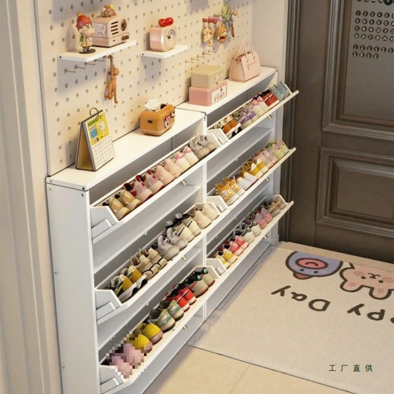 超薄翻斗式鞋柜钢制入户玄关柜壁挂落地一体大容量小型储物收纳架,淘宝优惠券,粉丝福利购,淘宝优惠卷