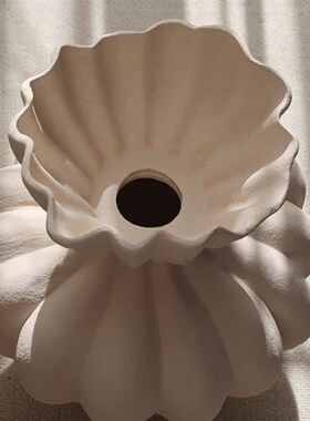 法式大花瓶米白色高级感摆件餐桌家居民宿酒店软装中古风复古艺术