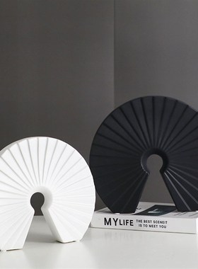 北欧陶瓷摆件创意扇形现代简约家居软装饰品酒店样板房客厅摆设