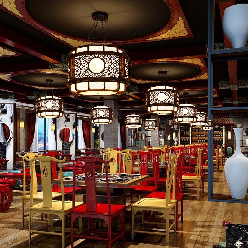 仿古中式吊灯饭店实木中国风古典羊皮灯茶楼包厢过道工程定制灯具,淘宝优惠券,粉丝福利购,淘宝优惠卷