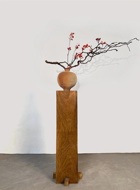 厂促方形木墩原木底实木墩柱子客玄酒店关侘寂风造厅型摆座件香樟