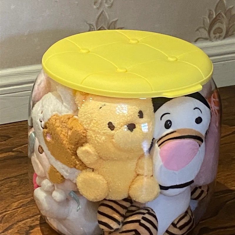 娃娃收纳桶透明凳子装布娃娃毛绒玩具整理神器儿童储物玩偶收纳箱,淘宝优惠券,粉丝福利购,淘宝优惠卷