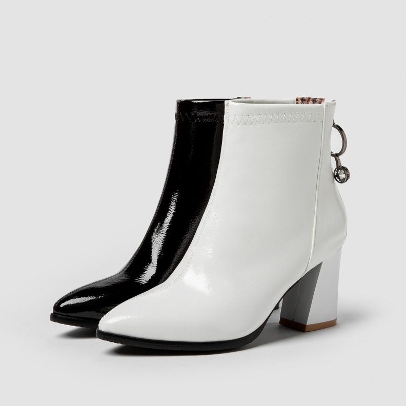 41一48特大码女鞋42高跟女靴子43漆皮44后拉链45百搭46粗跟短靴47 - 图3