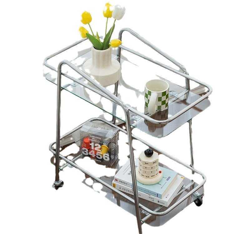 中古餐车边几简约移动角几玻璃酒水车不锈钢客厅极简置物架小推车,淘宝优惠券,粉丝福利购,淘宝优惠卷