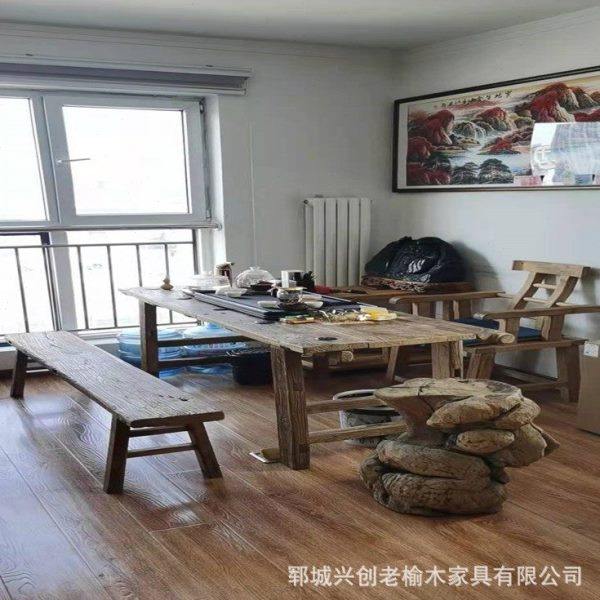 老榆木门板茶桌原木复古餐桌怀旧民宿整板茶板大桌长条功夫泡茶桌,淘宝优惠券,粉丝福利购,淘宝优惠卷