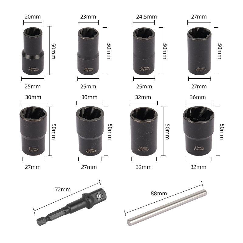 受损生锈螺母轮胎螺丝取q出器拆卸工具1/2防滑套筒头汽修反牙螺旋 - 图2
