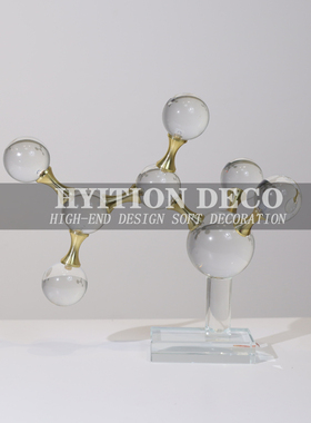 北欧几何水晶分子球摆件客厅玄关简约现代电视柜酒柜样板间装饰