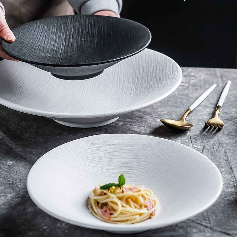 复古陶瓷意面盘大号汤碗家用沙拉菜盘日式斗笠深盘高级酒店西餐具,淘宝优惠券,粉丝福利购,淘宝优惠卷