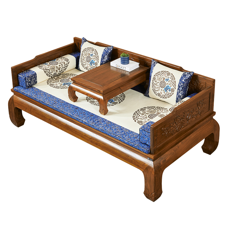 老榆木罗汉床实木新中式客厅家A具仿古床榻小户型简约禅意沙发床 - 图3