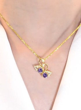 紫色天鹅锁骨链项链女短款网红百搭个性吊坠金色链条2022新款配饰