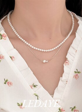 李大爷的店 珍珠纯银蛇骨项链极简风气质轻奢小众高级锁骨链