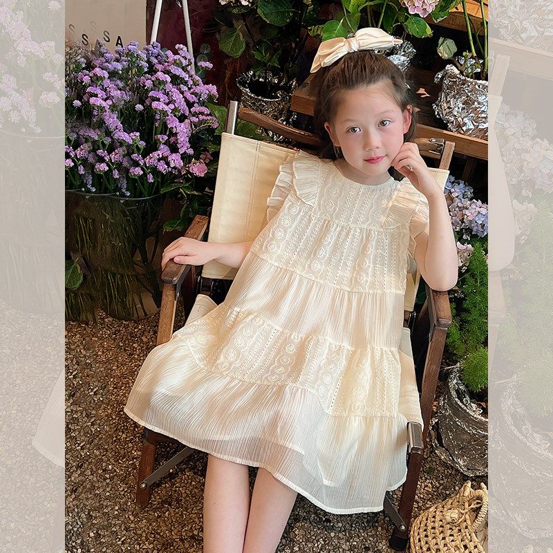 儿童雪纺白裙子女童洋气连衣裙大童装公主裙礼服裙2024夏装新款,淘宝优惠券,粉丝福利购,淘宝优惠卷