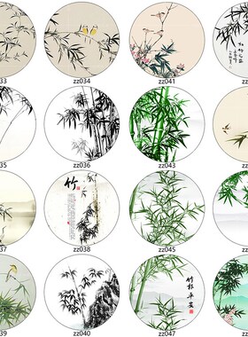 新中式圆型半透明乔其纱画布屏风纱画定制艺术入户门玄关花格隔断
