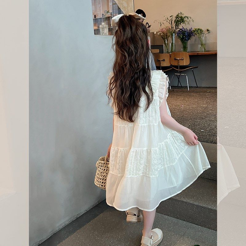 儿童雪纺白裙子女童洋气连衣裙大童装公主裙礼服裙2024夏装新款,淘宝优惠券,粉丝福利购,淘宝优惠卷