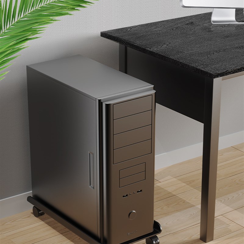 Computer host bracket removable chassis base with pulley host storage rack home office computer tray