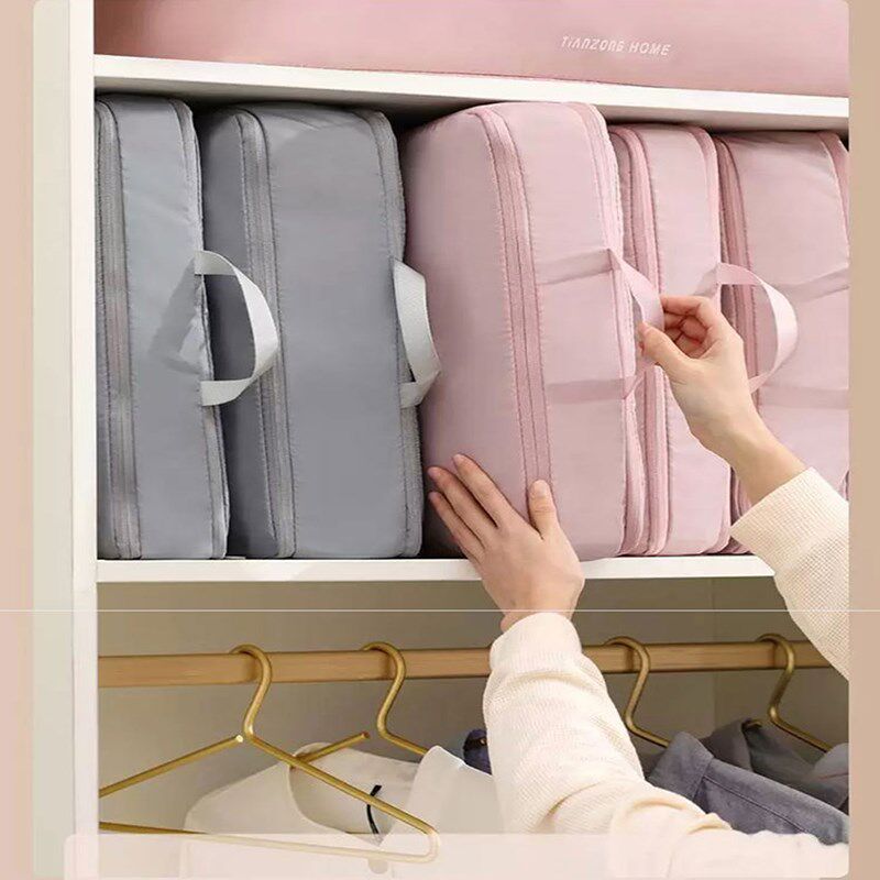 不须归排气收纳袋换季羽绒服衣物整理袋防尘防潮压缩袋旅行手提袋 - 图0