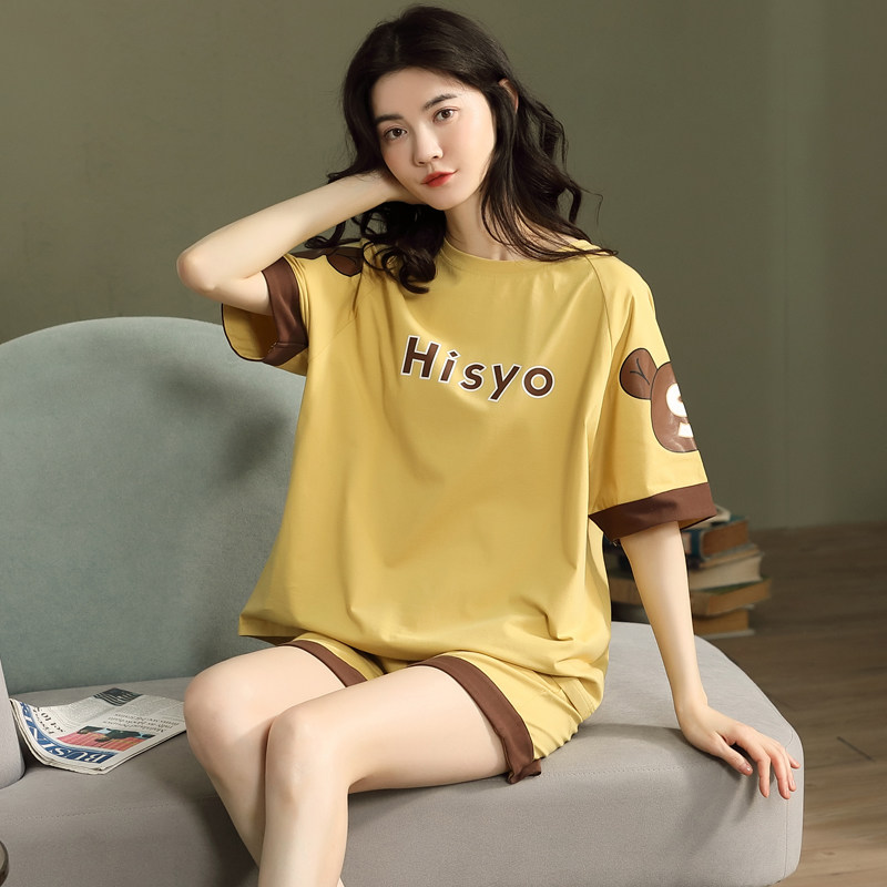 睡衣女夏纯棉可爱韩版学生短袖薄款宽松两件套装春秋家居服可外穿,淘宝优惠券,粉丝福利购,淘宝优惠卷